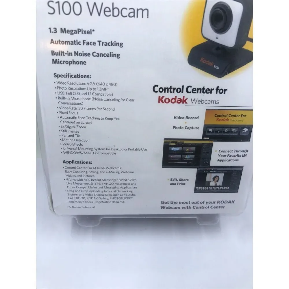Kodak S100 WebCam USB 1.3 Megapixel, Automatic Face Tracking .2010